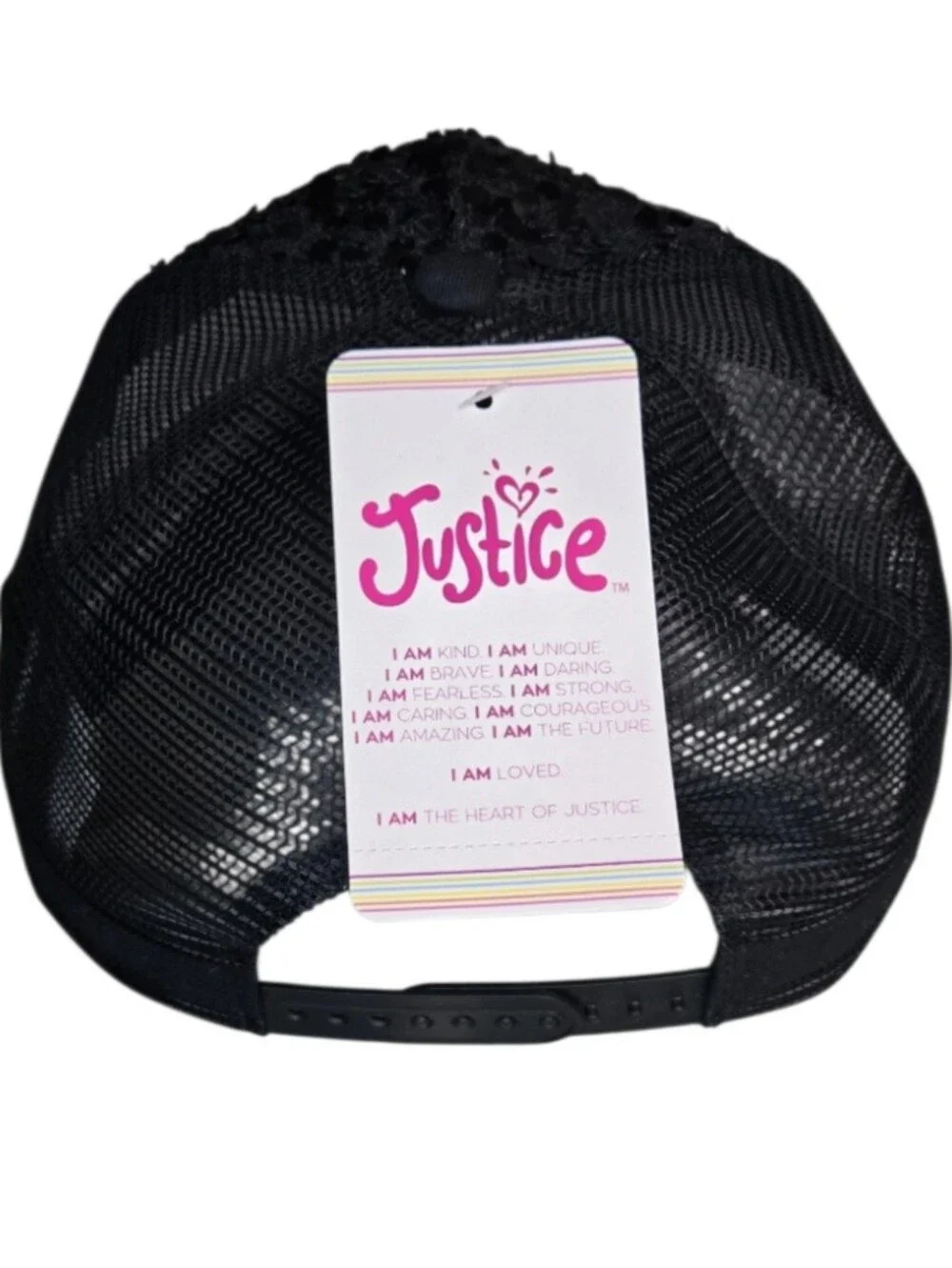 Justice Girl's Velvet Sequins Baseball Hat in Black, One Size Snapback NWT!